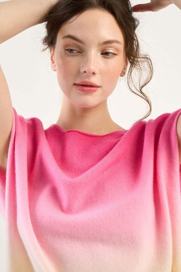 Les Tricots De Léa Pull Col Rond Dip Dye En 100% Cachemire MOTIA Raspberry