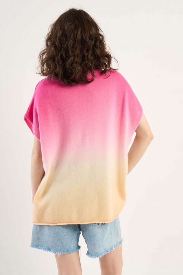 Les Tricots De Léa Pull Col Rond Dip Dye En 100% Cachemire MOTIA Raspberry