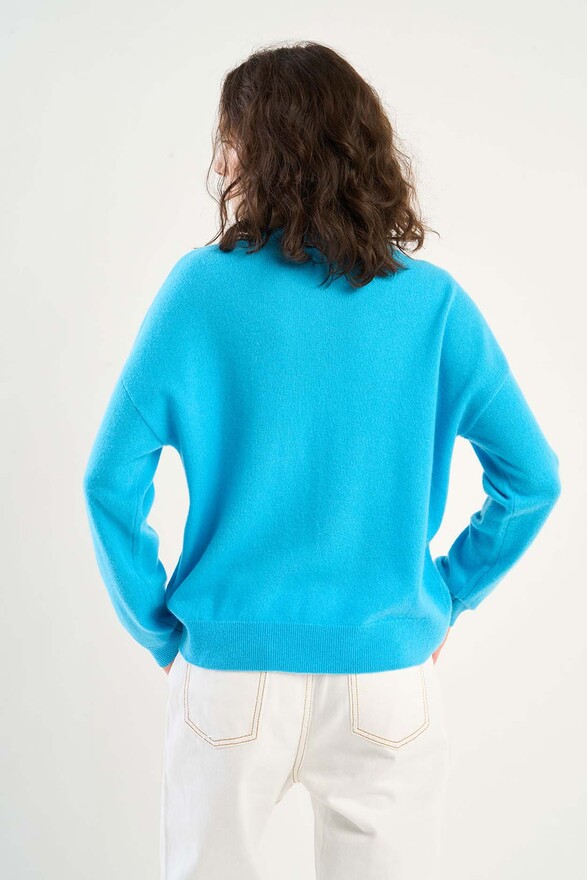 Les Tricots De Léa Pull Col Rond En 100% Cachemire MAPOUPETTE Azur