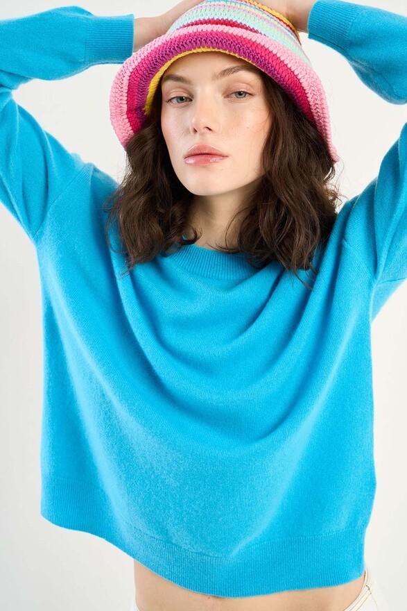 les tricots de léa Pull col rond en 100% Cachemire MAPOUPETTE Azur les tricots de léa Pull col rond en 100% Cachemire MAPOUPETTE Azur