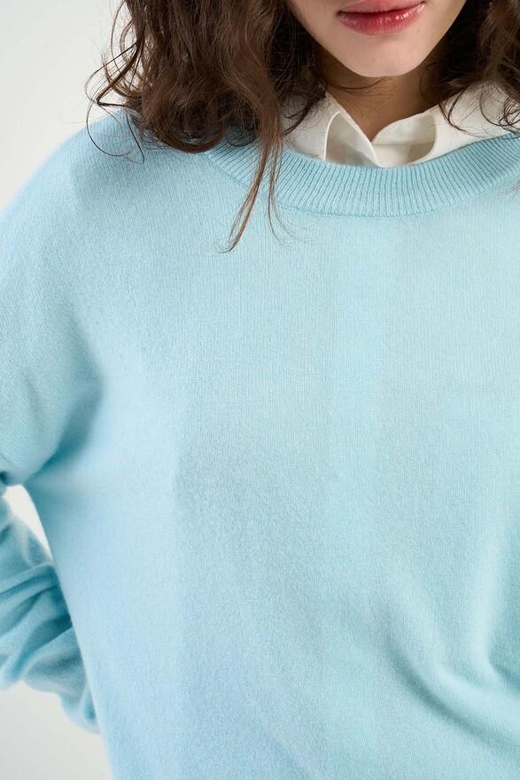Les Tricots De Léa Pull Col Rond En 100% Cachemire MAPOUPETTE Baby Blue
