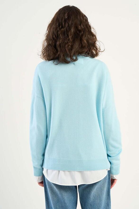 Les Tricots De Léa Pull Col Rond En 100% Cachemire MAPOUPETTE Baby Blue
