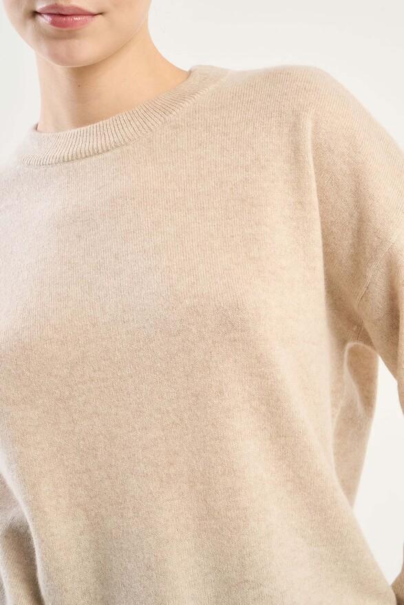 Les Tricots De Léa Pull Col Rond En 100% Cachemire MAPOUPETTE Beige Chiné