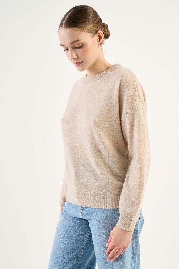 les tricots de léa Pull col rond en 100% Cachemire MAPOUPETTE Beige chiné