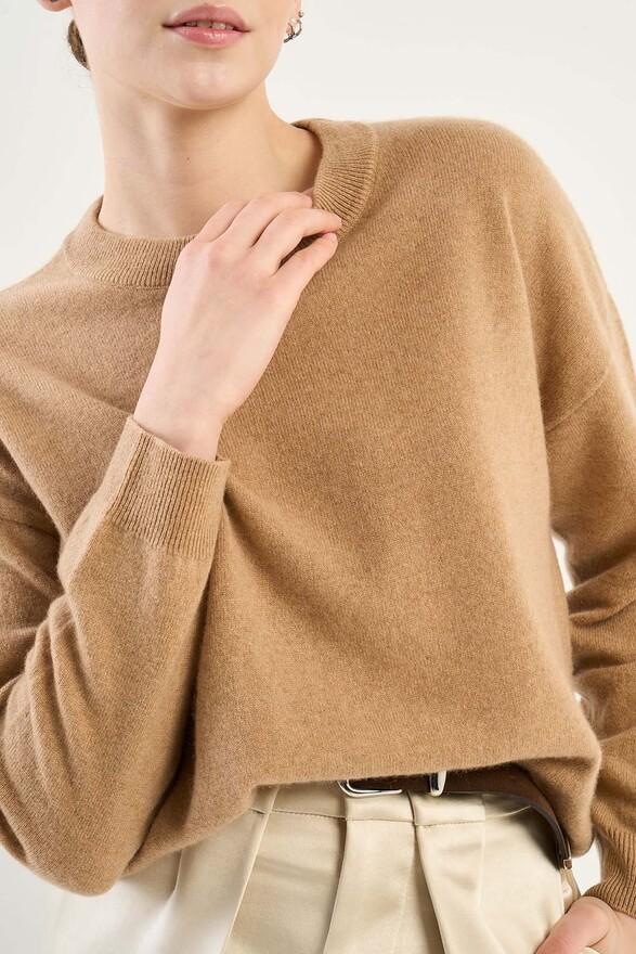 Les Tricots De Léa Pull Col Rond En 100% Cachemire MAPOUPETTE Camel
