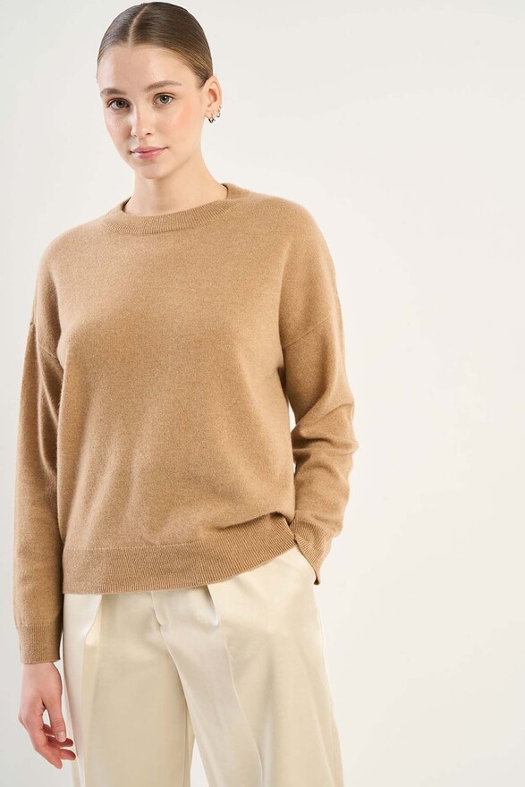 Les Tricots De Léa Pull Col Rond En 100% Cachemire MAPOUPETTE Camel