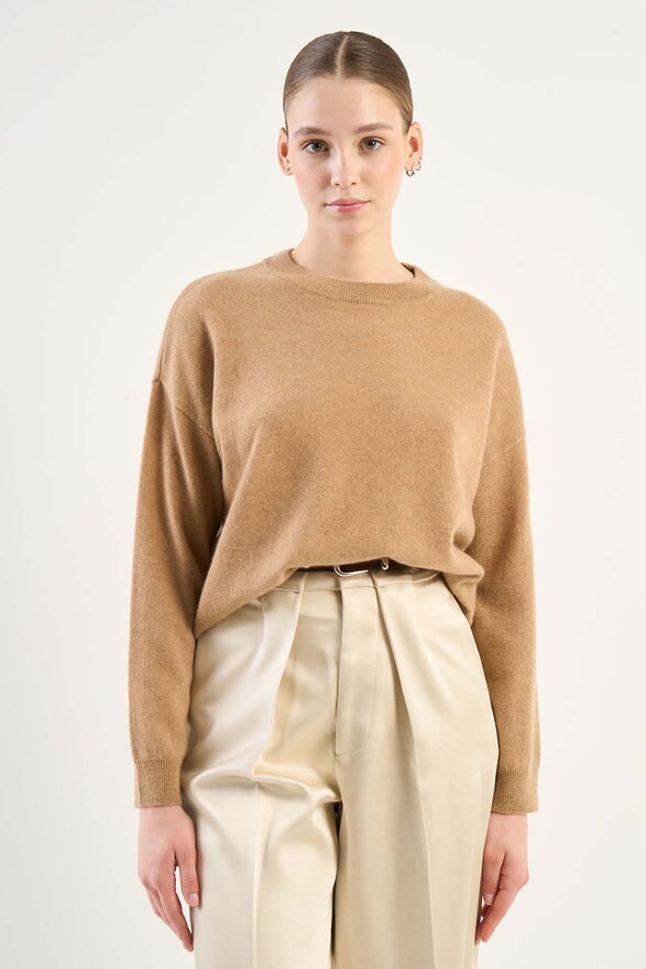 les tricots de léa Pull col rond en 100% Cachemire MAPOUPETTE Camel