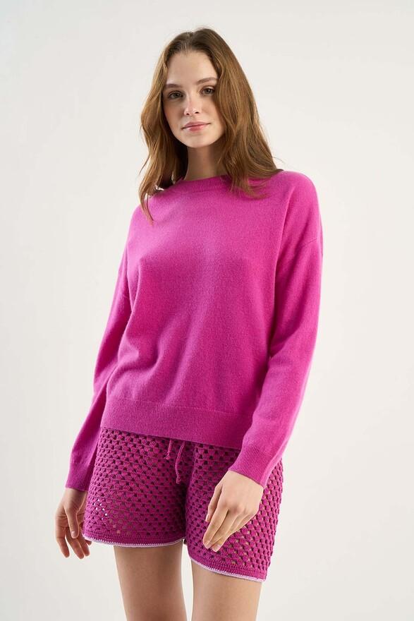 les tricots de léa Pull col rond en 100% Cachemire MAPOUPETTE Cassis