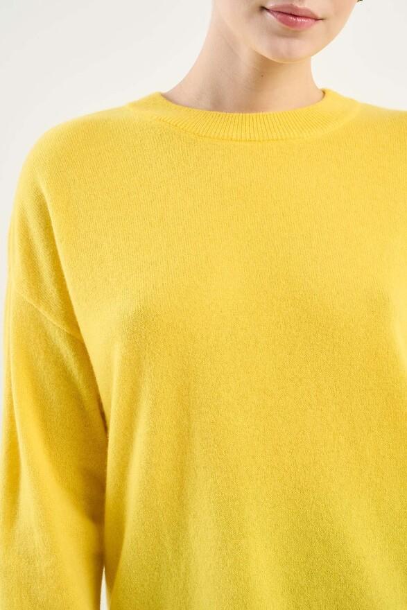 Les Tricots De Léa Pull Col Rond En 100% Cachemire MAPOUPETTE Jaune