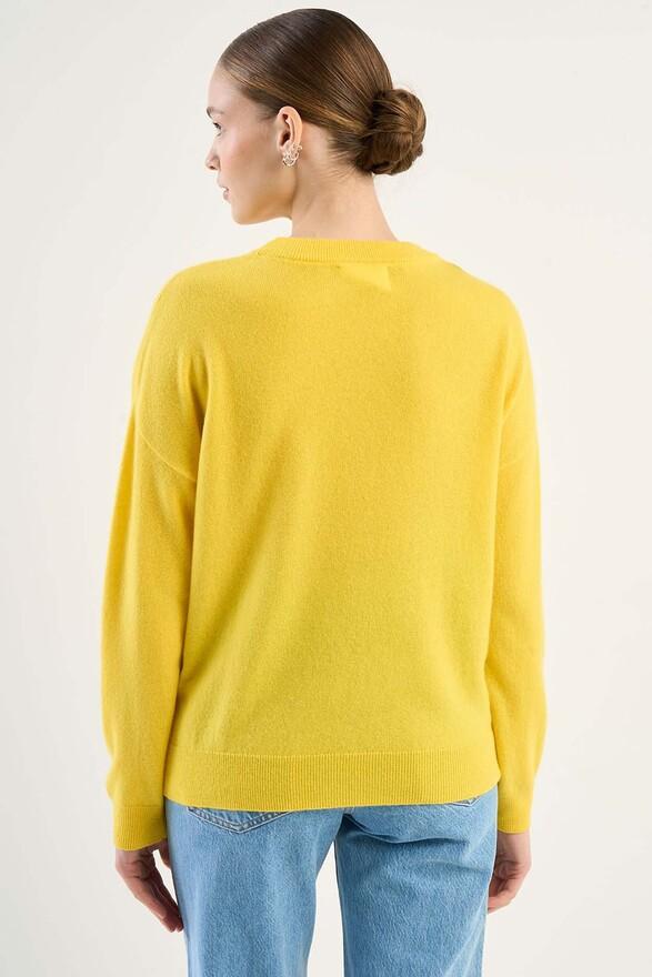 Les Tricots De Léa Pull Col Rond En 100% Cachemire MAPOUPETTE Jaune