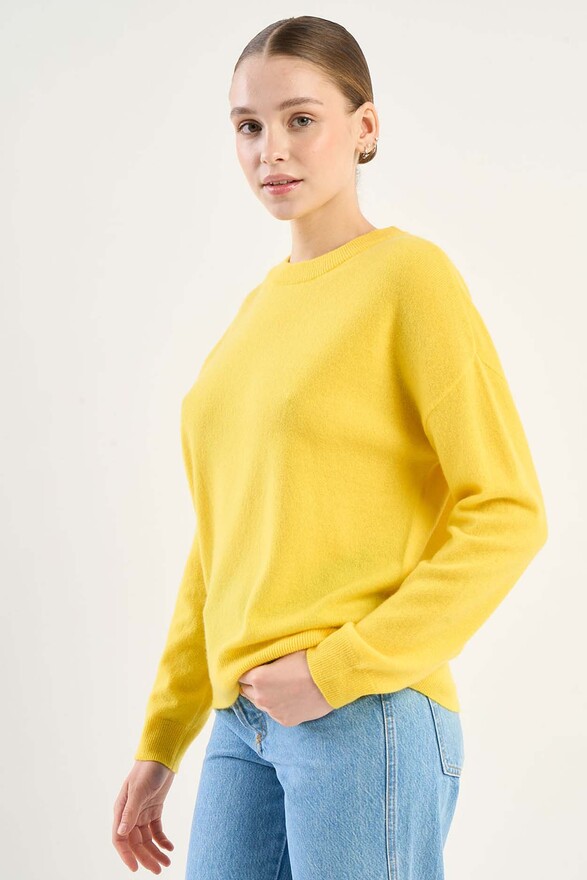 Les Tricots De Léa Pull Col Rond En 100% Cachemire MAPOUPETTE Jaune