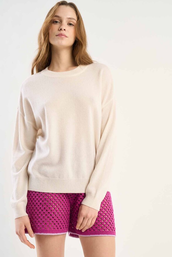 les tricots de léa Pull col rond en 100% Cachemire MAPOUPETTE Milk les tricots de léa Pull col rond en 100% Cachemire MAPOUPETTE Milk