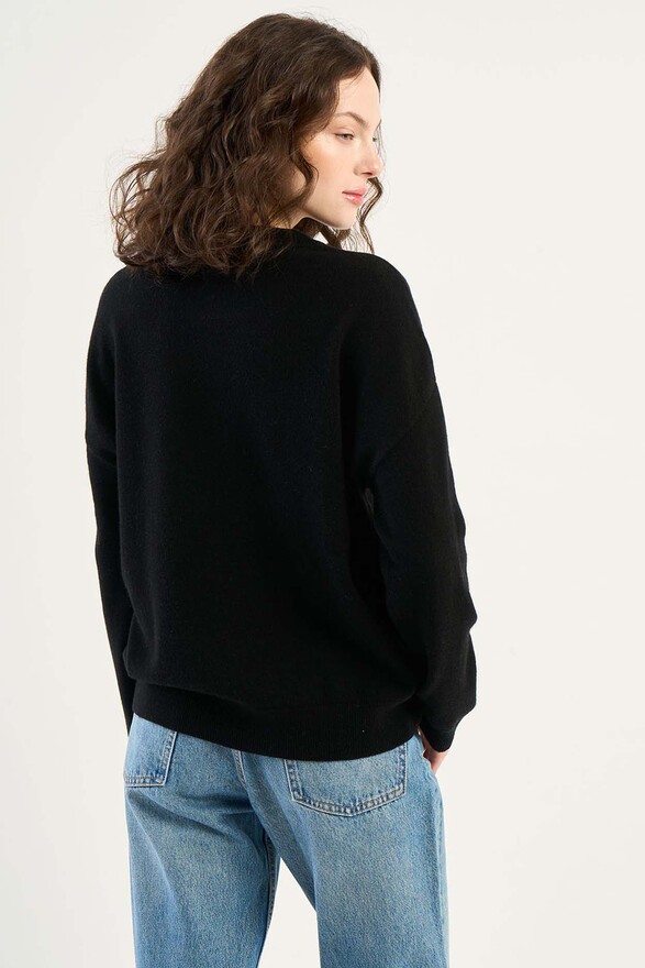 Les Tricots De Léa Pull Col Rond En 100% Cachemire MAPOUPETTE Noir