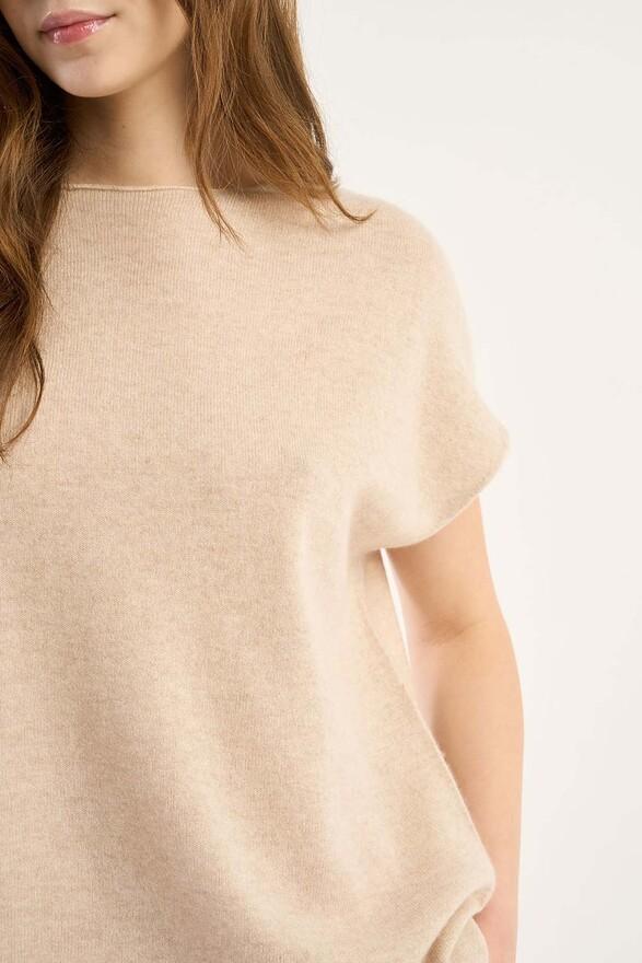 Les Tricots De Léa Pull Col Rond Sans Manches En 100% Cachemire MAEVA Beige Chiné