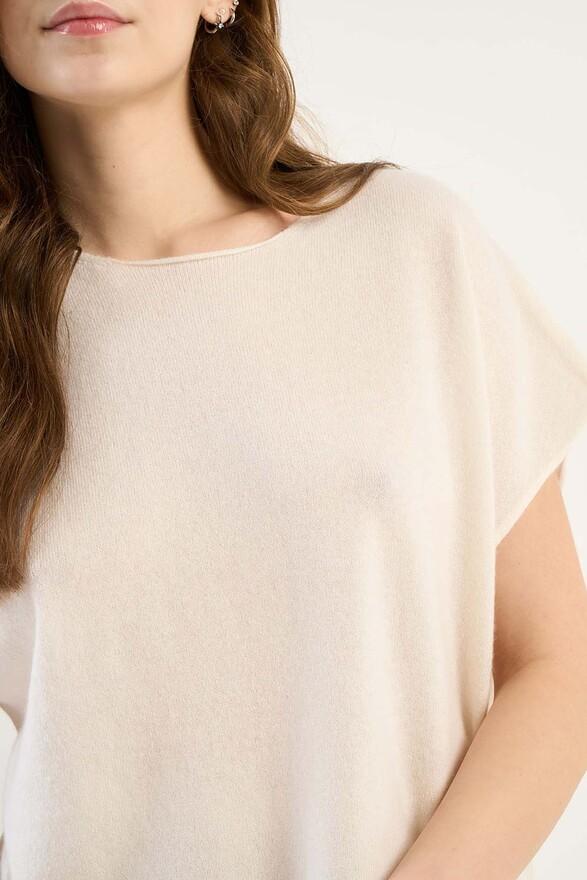 Les Tricots De Léa Pull Col Rond Sans Manches En 100% Cachemire MAEVA Milk