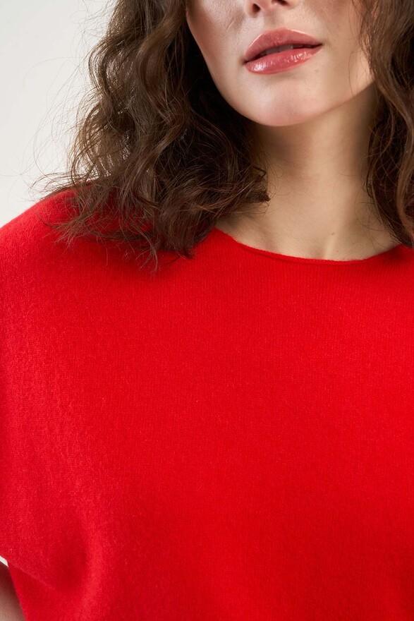 Les Tricots De Léa Pull Col Rond Sans Manches En 100% Cachemire MAEVA Rouge