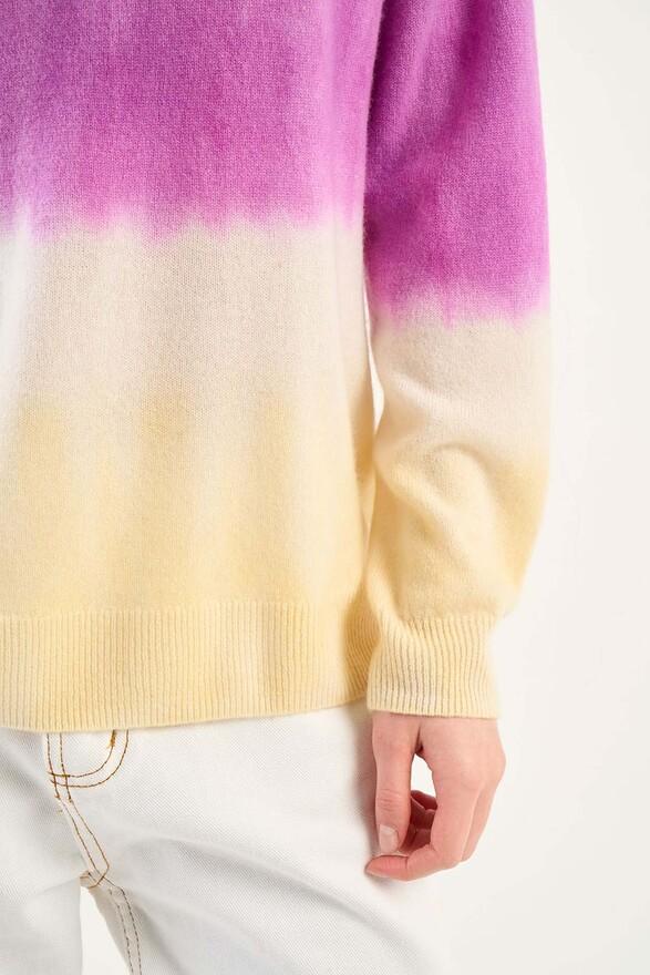 Les Tricots De Léa Pull Col Rond Tie And Dye En 100% Cachemire MALOUY Cassis