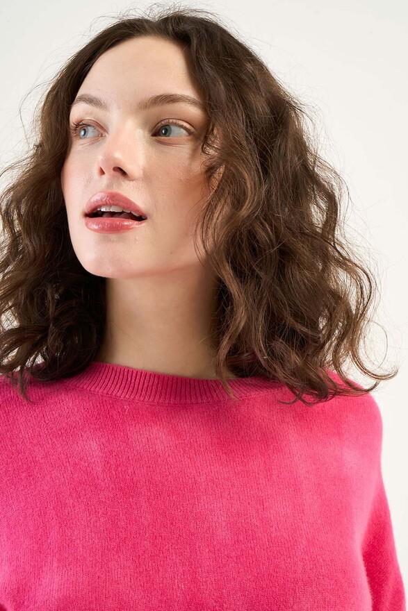 Les Tricots De Léa Pull Col Rond Tie And Dye En 100% Cachemire MALOUY Raspberry