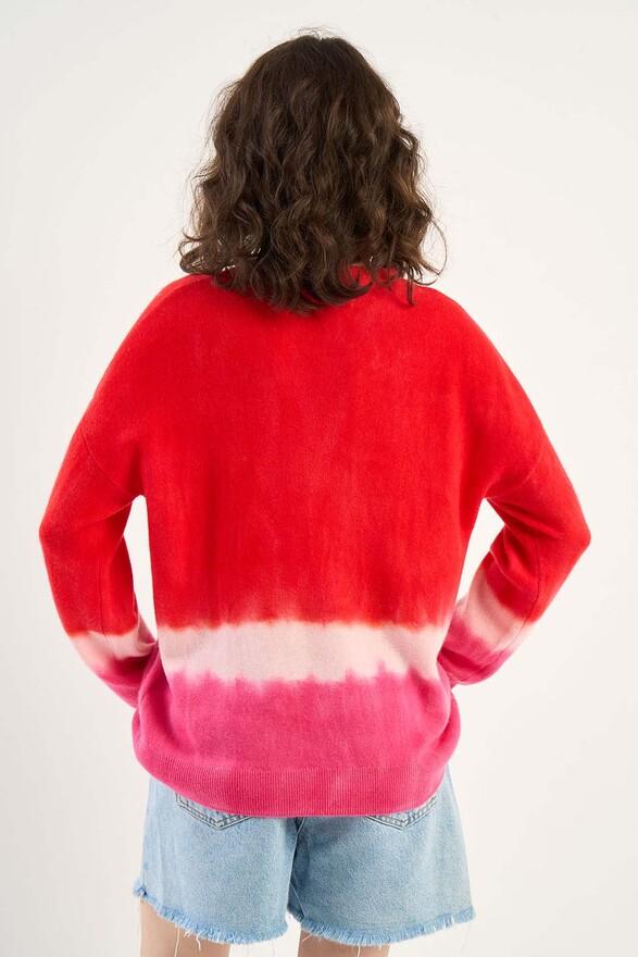Les Tricots De Léa Pull Col Rond Tie And Dye En 100% Cachemire MALOUY Rouge