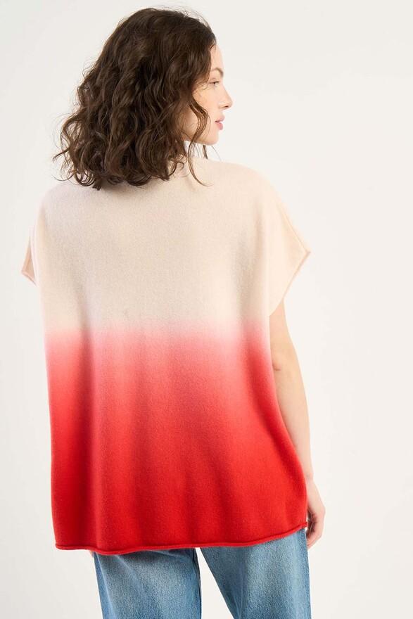 Les Tricots De Léa Pull Col V Dip Dye En 100% Cachemire MATIA Rouge