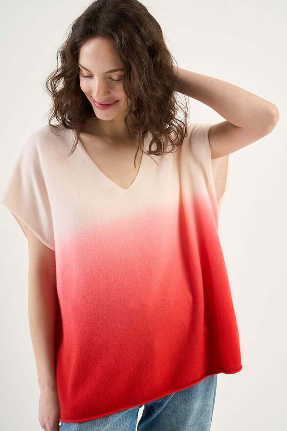 les tricots de léa Pull col V dip dye en 100% Cachemire MATIA Rouge les tricots de léa Pull col V dip dye en 100% Cachemire MATIA Rouge