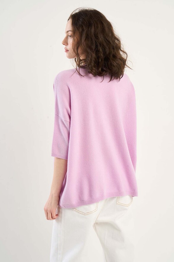 Les Tricots De Léa Pull Col V Manches 3/4 En 100% Cachemire MARTINETTIE Lilac