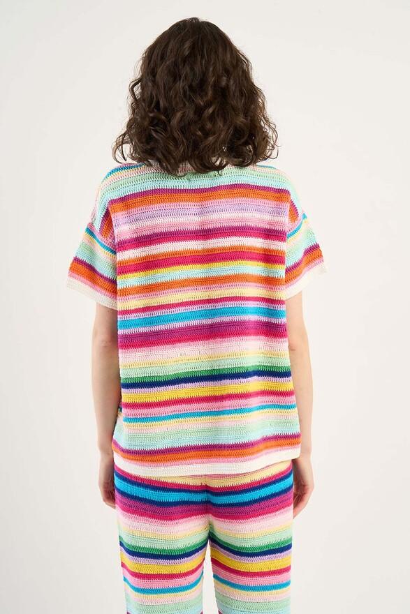Les Tricots De Léa Pull En Crochet Coloré En 100% Coton Fait Main MANIELLA Multicolore