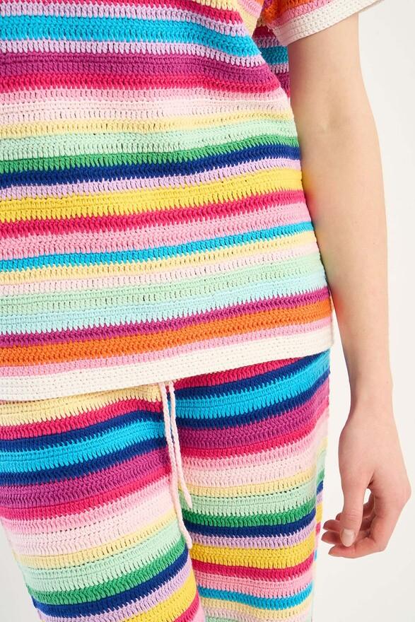 Les Tricots De Léa Pull En Crochet Coloré En 100% Coton Fait Main MANIELLA Multicolore