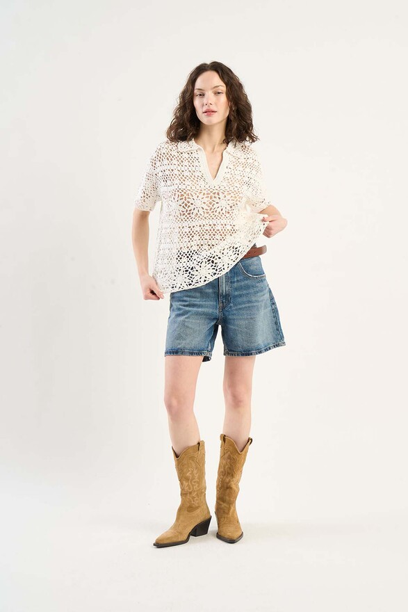 les tricots de léa Pull en crochet en 100% Coton fait main MALY Milk les tricots de léa Pull en crochet en 100% Coton fait main MALY Milk