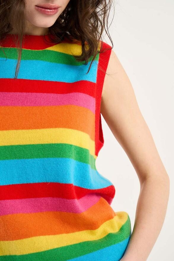 Les Tricots De Léa Pull Sans Manches à Rayures En 100% Cachemire DYLAN Multicolore