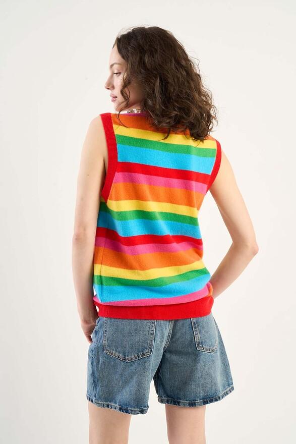 Les Tricots De Léa Pull Sans Manches à Rayures En 100% Cachemire DYLAN Multicolore