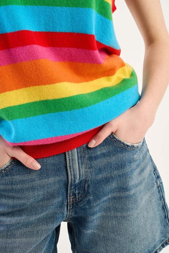 Les Tricots De Léa Pull Sans Manches à Rayures En 100% Cachemire DYLAN Multicolore