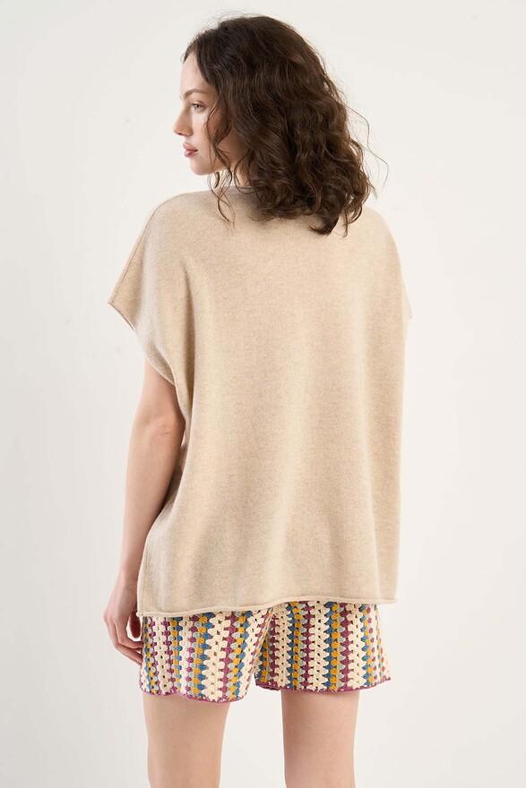 Les Tricots De Léa Pull Sans Manches En 100% Cachemire MAELL Beige Chiné