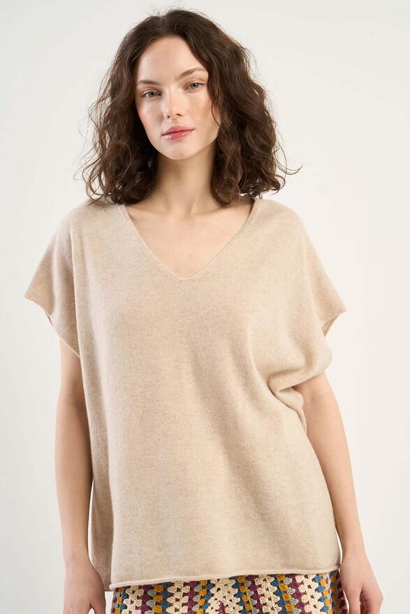 Les Tricots De Léa Pull Sans Manches En 100% Cachemire MAELL Beige Chiné