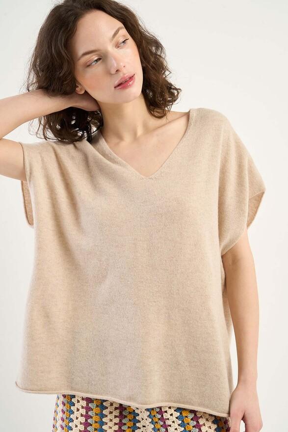 les tricots de léa Pull sans manches en 100% Cachemire MAELL Beige chiné