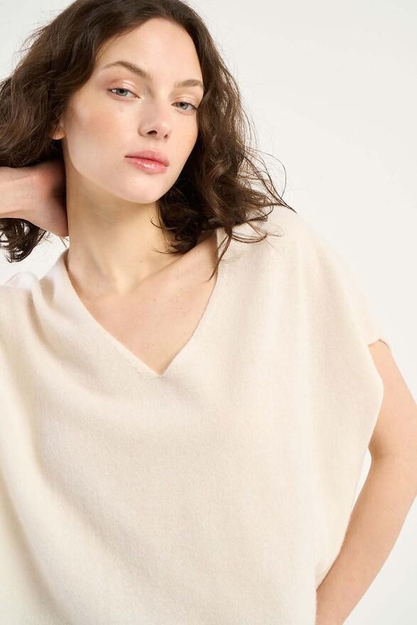 Les Tricots De Léa Pull Sans Manches En 100% Cachemire MAELL Milk