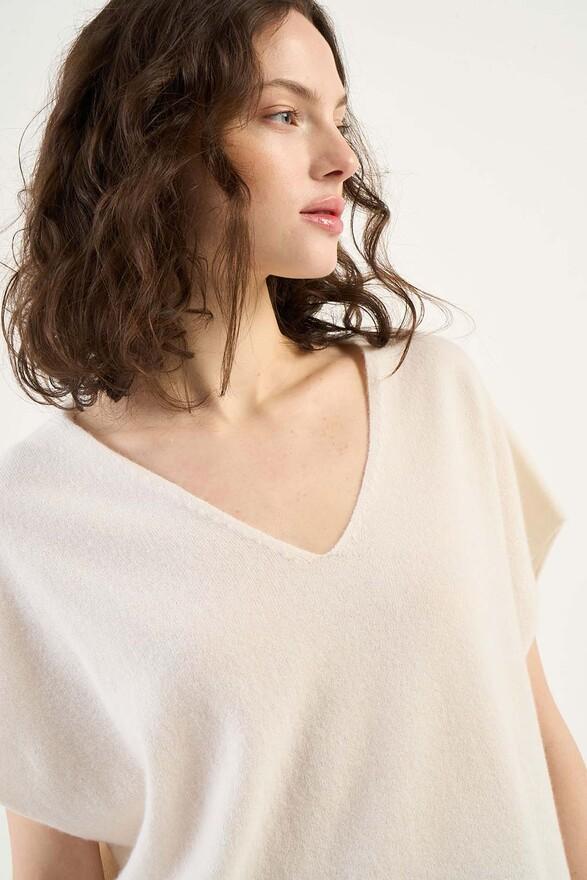 Les Tricots De Léa Pull Sans Manches En 100% Cachemire MAELL Milk