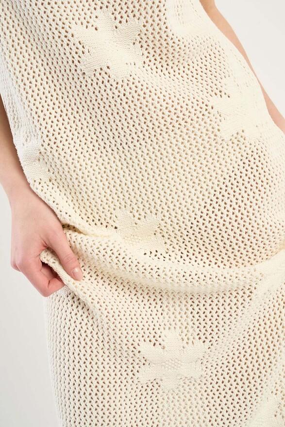 Les Tricots De Léa Robe En Crochet à Fleurs En Coton ROSALINE Milk
