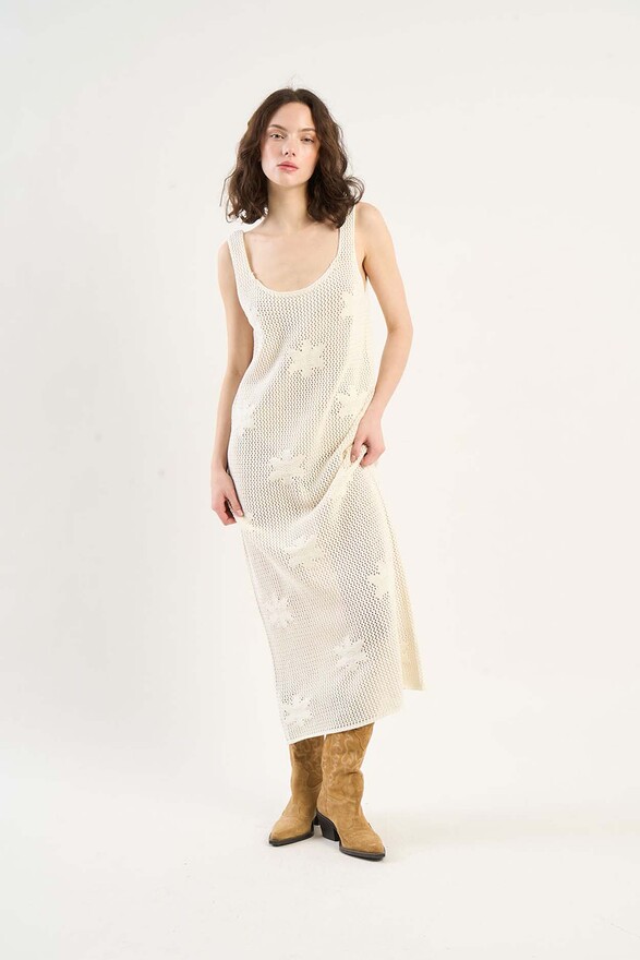 les tricots de léa Robe en crochet à fleurs en Coton ROSALINE Milk les tricots de léa Robe en crochet à fleurs en Coton ROSALINE Milk