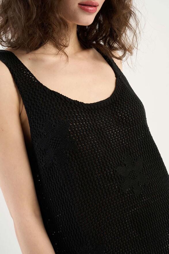 Les Tricots De Léa Robe En Crochet à Fleurs En Coton ROSALINE Noir