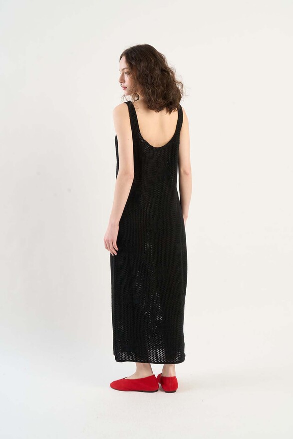 Les Tricots De Léa Robe En Crochet à Fleurs En Coton ROSALINE Noir