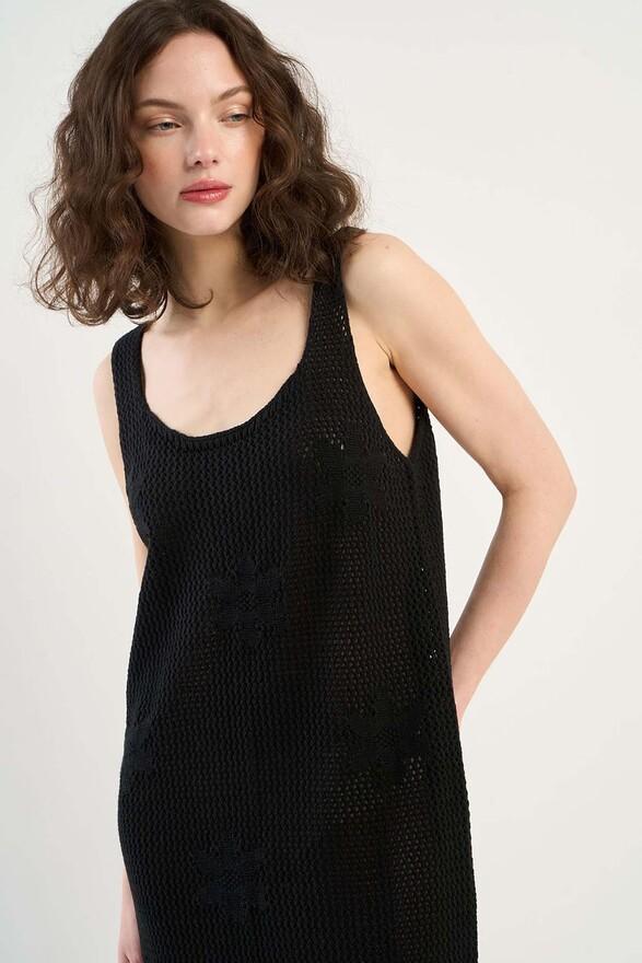 Les Tricots De Léa Robe En Crochet à Fleurs En Coton ROSALINE Noir