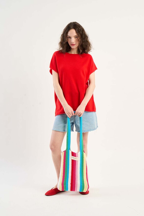 Les Tricots De Léa Sac En Crochet Coloré 100% Coton Fait Main AYOU Multicolore
