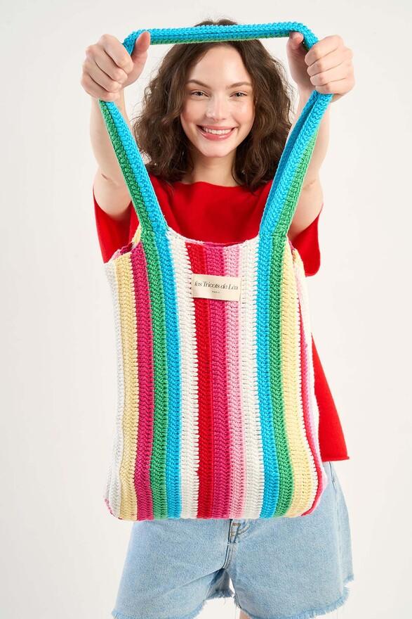 Les Tricots De Léa Sac En Crochet Coloré 100% Coton Fait Main AYOU Multicolore