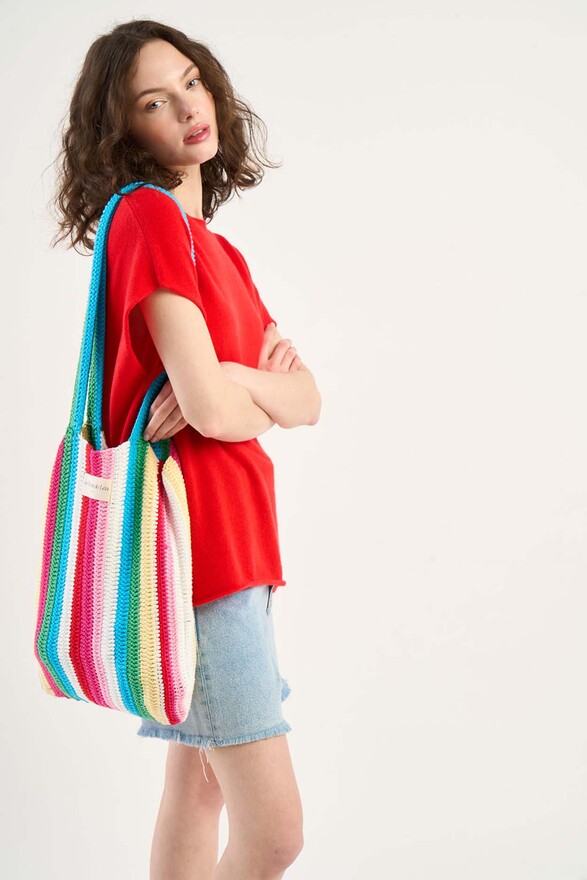 Les Tricots De Léa Sac En Crochet Coloré 100% Coton Fait Main AYOU Multicolore