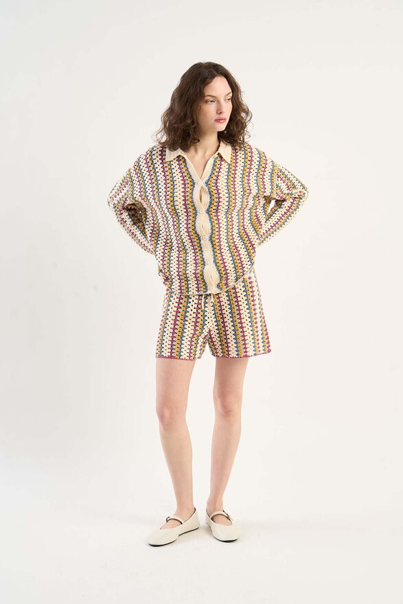 Les Tricots De Léa Short En Crochet En 100% Coton Fait Main SOLENE Sunlight