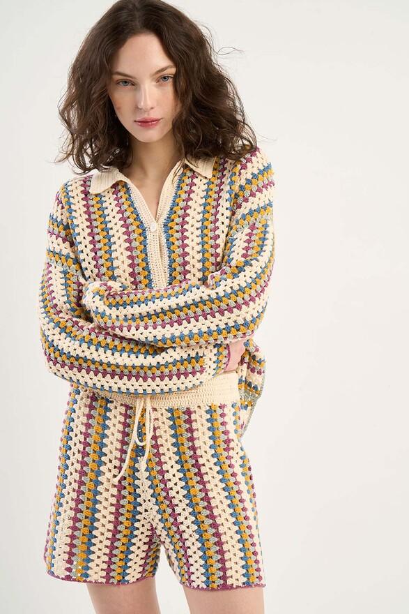 les tricots de léa Short en crochet en 100% Coton fait main SOLENE Sunlight