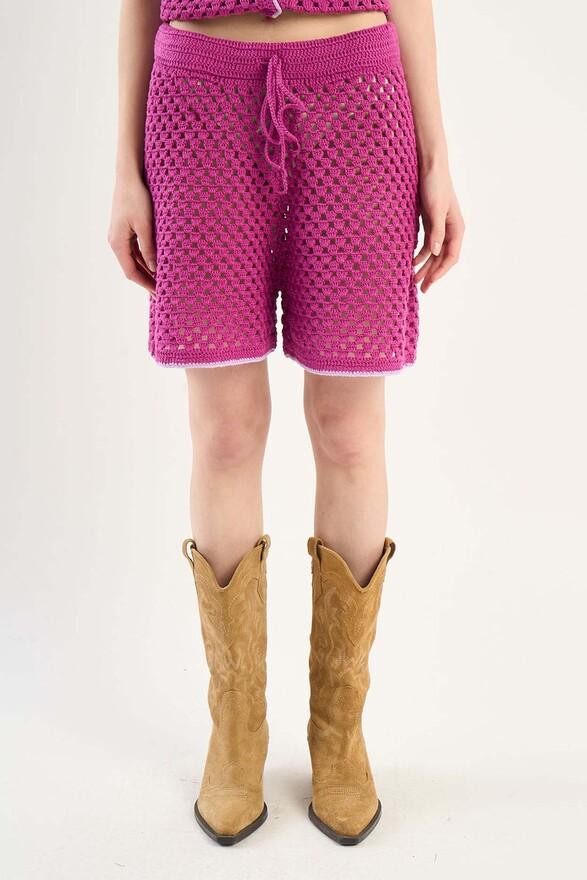 Les Tricots De Léa Short En Crochet En 100% Coton Fait Main SYSTA Cassis