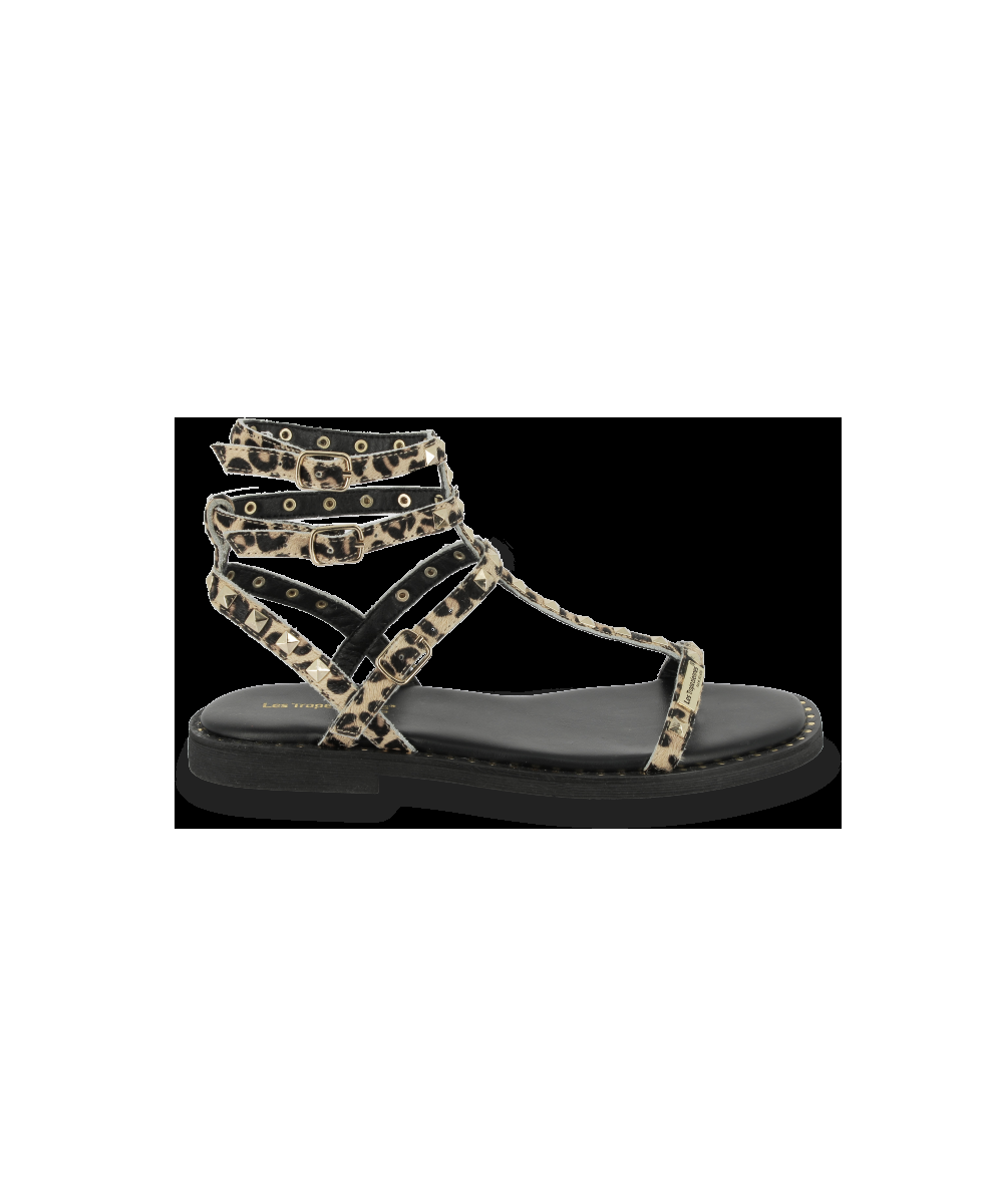 les tropeziennes CORALIE LEO Sandales femme bride cheville à imprimé léopard