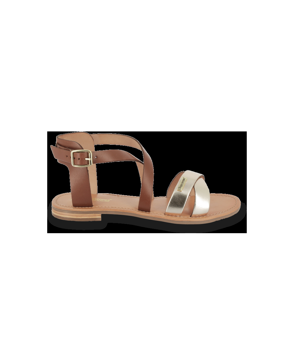 les tropeziennes HIXY Sandales femme en cuir métallisé